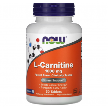 Аминокислота NOW FOODS L-CARNITINE TARTRATE 1000мг, 50 таблеток