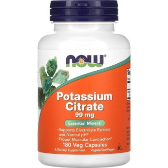 Калий NOW FOODS POTASSIUM CITRATE, 99 мг, 180 капсул Калий NOW FOODS POTASSIUM CITRATE, 99 мг, 180 капсул