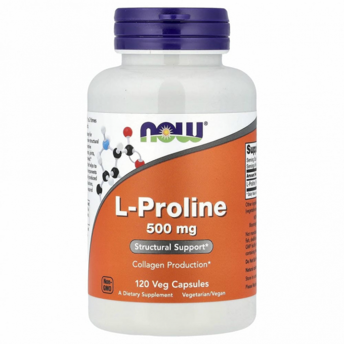 L-пролин NOW FOODS L-PROLINE 500 mg, 120 капсул NS26202