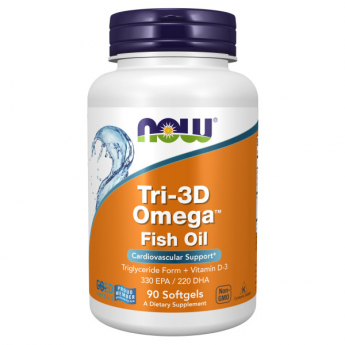 Омега 3 и рыбий жир NOW FOODS TRI-3D OMEGA + VITAMIN D-3 90 капсул