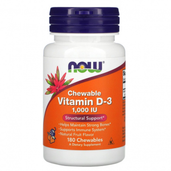 Витамины NOW FOODS VITAMIN D3 1000 IU CHEWABLE 180 жевательных таблеток